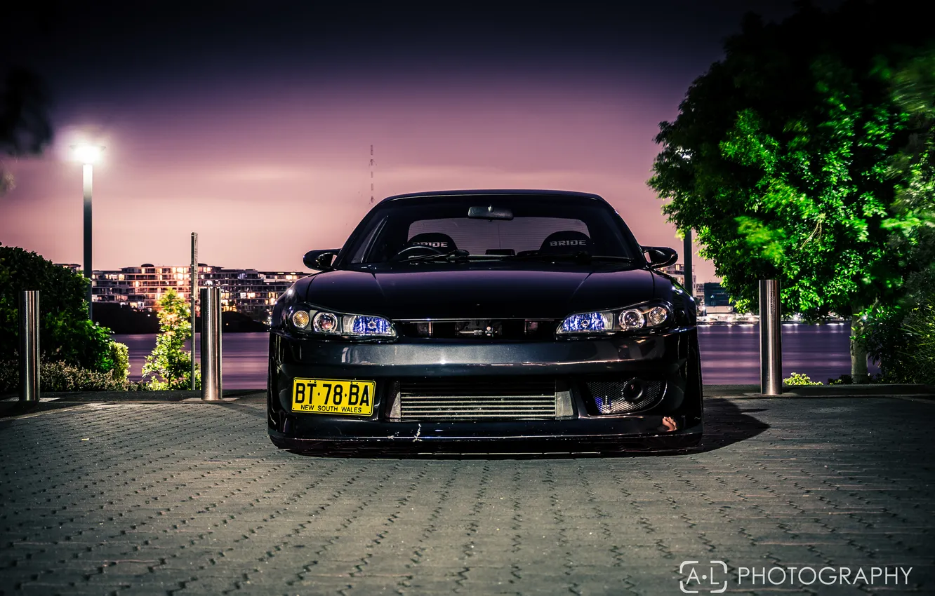 Photo wallpaper night, black, S15, Silvia, Nissan, black, Nissan, Sylvia