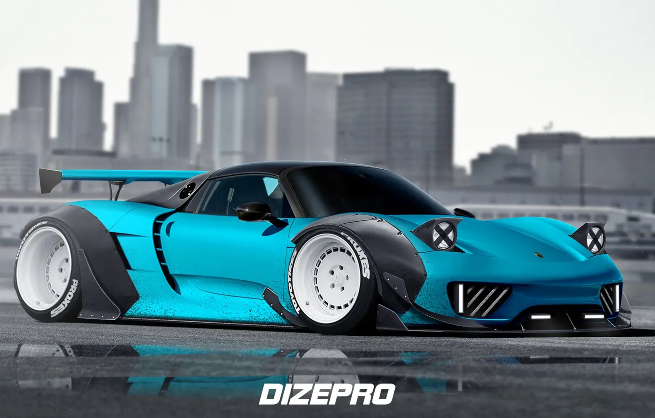 Photo wallpaper Auto, Porsche, Machine, Spyder, 918, Rendering, Porsche 918, Porsche 918 Spyder