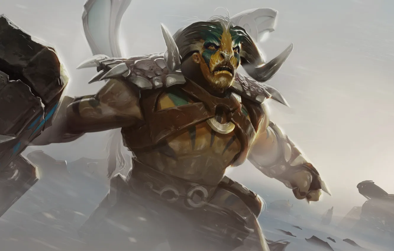 Photo wallpaper art, hero, horns, bull, DotA, Defense of the Ancients, dota 2, splash artwork