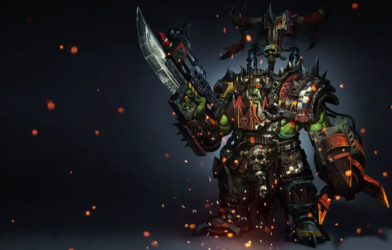Photo wallpaper the game, minimalism, art, Warhammer 40000, art, warhammer 40k, ork, WH40K