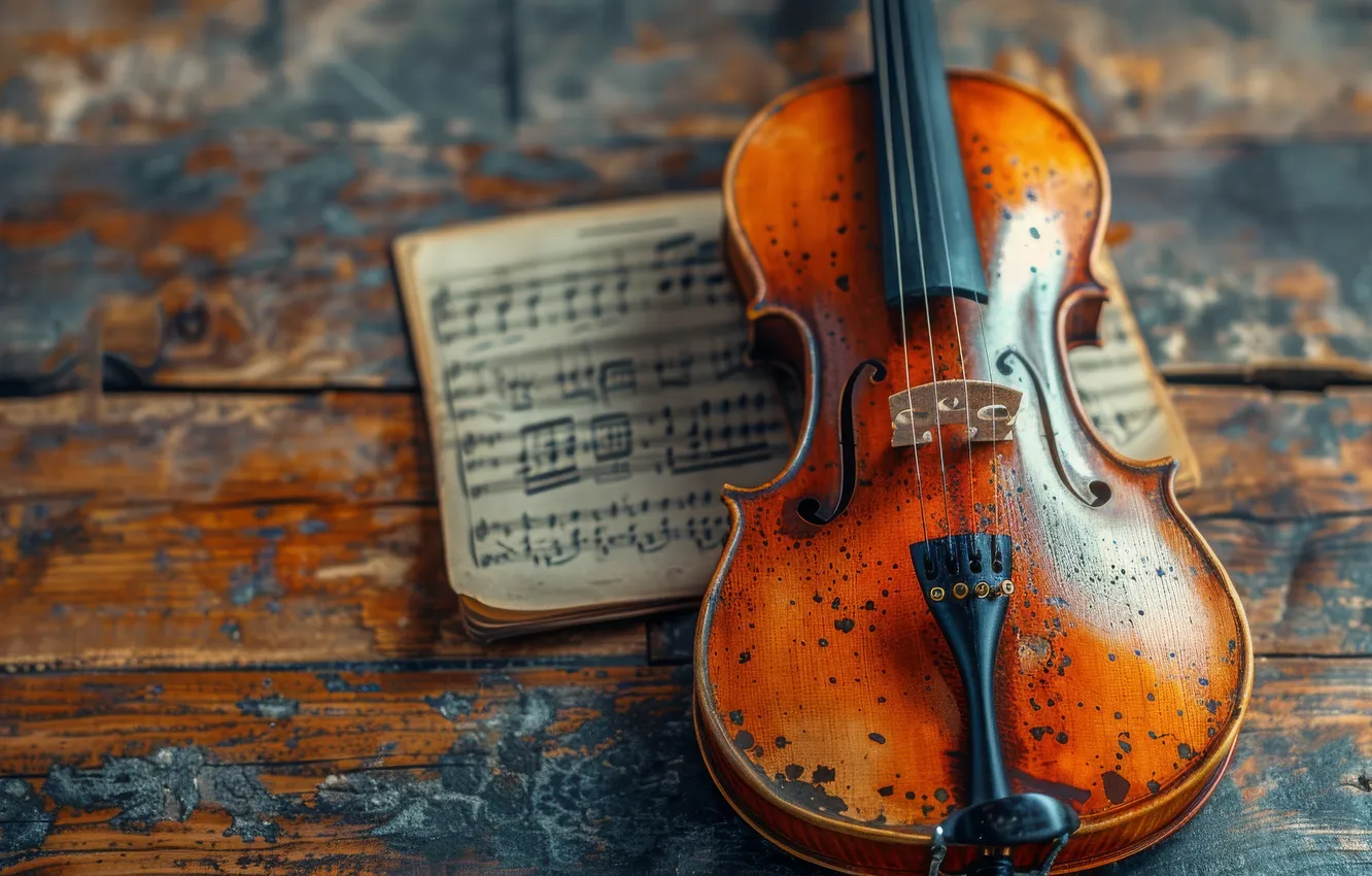 Photo wallpaper notes, music, violin, Board, musical instrument, AI art, neural network