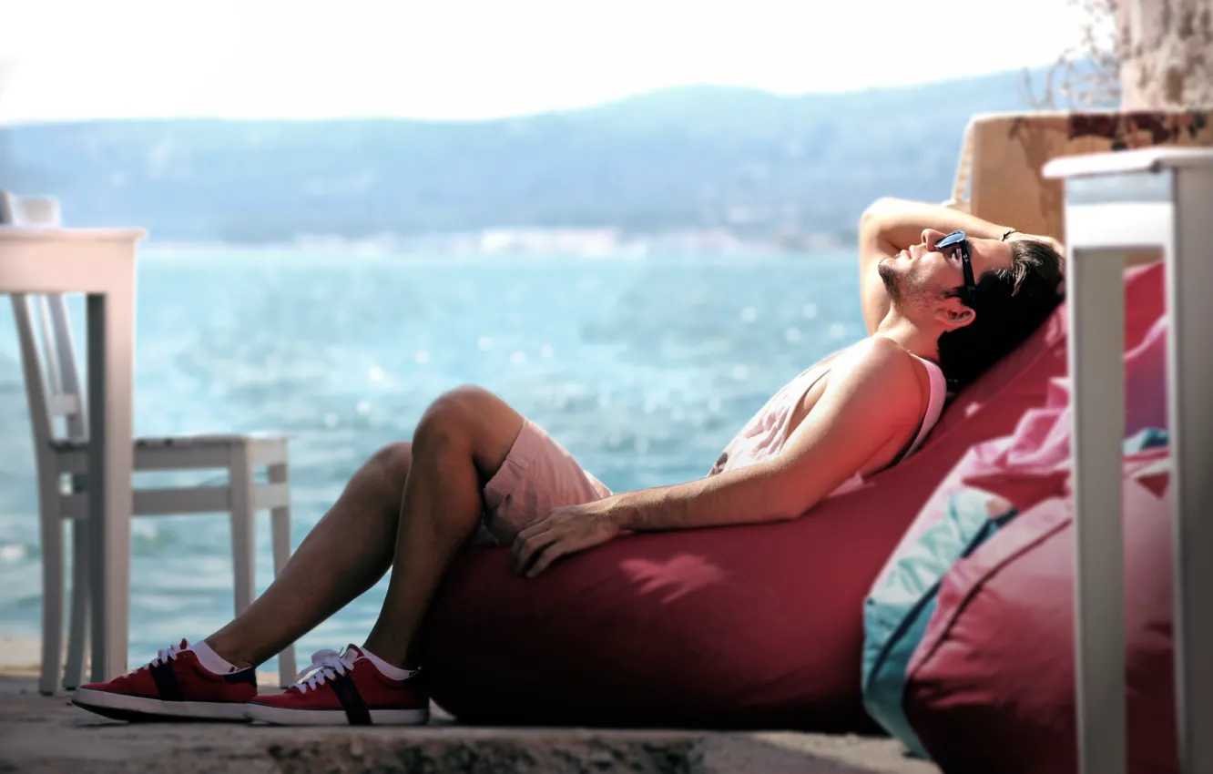 Photo wallpaper glasses, male, guy, resting