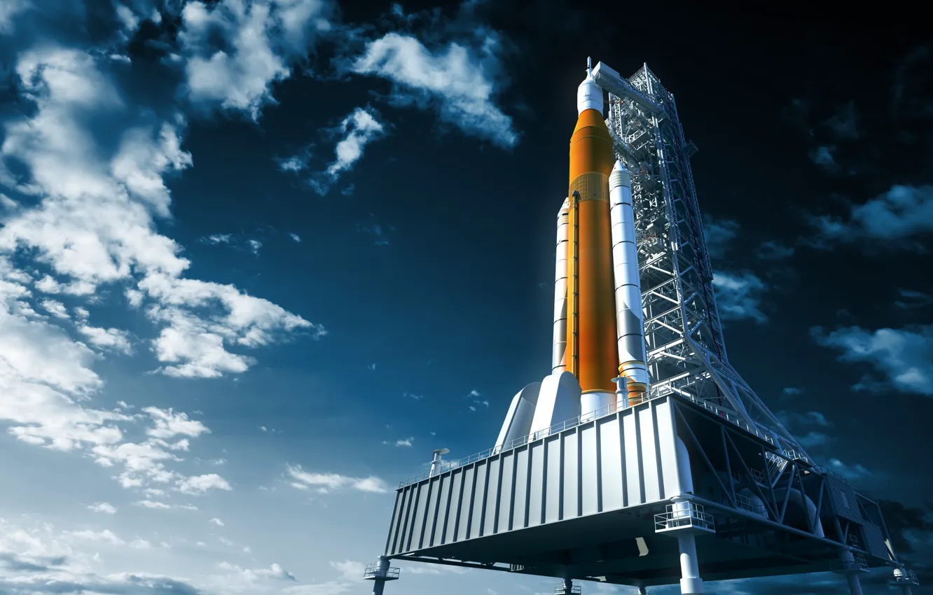 Photo wallpaper art, rocket, NASA, realism
