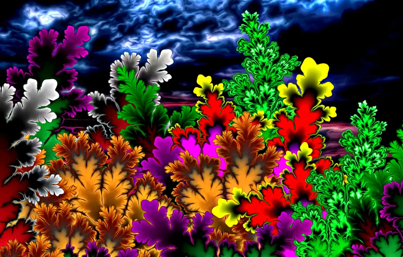 Photo wallpaper summer, bright colors, abstraction, rendering, fantasy, figure, fractal, picture