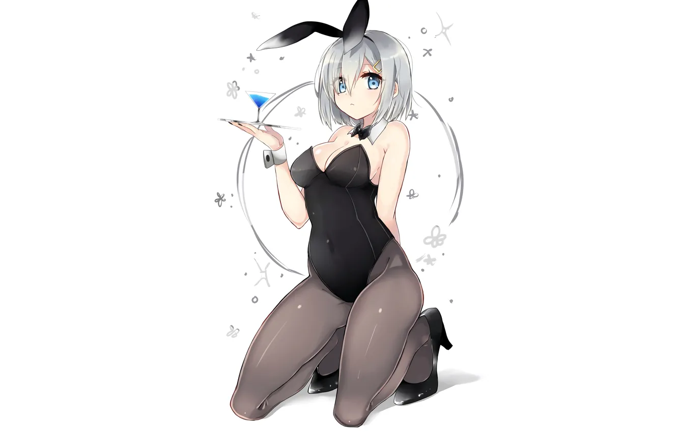 Photo wallpaper girl, sexy, cleavage, legs, boobs, anime, beautiful, short hair