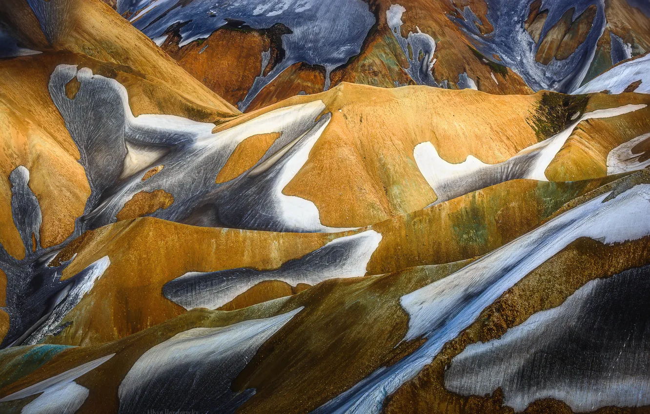 Photo wallpaper snow, mountains, hills, Iceland