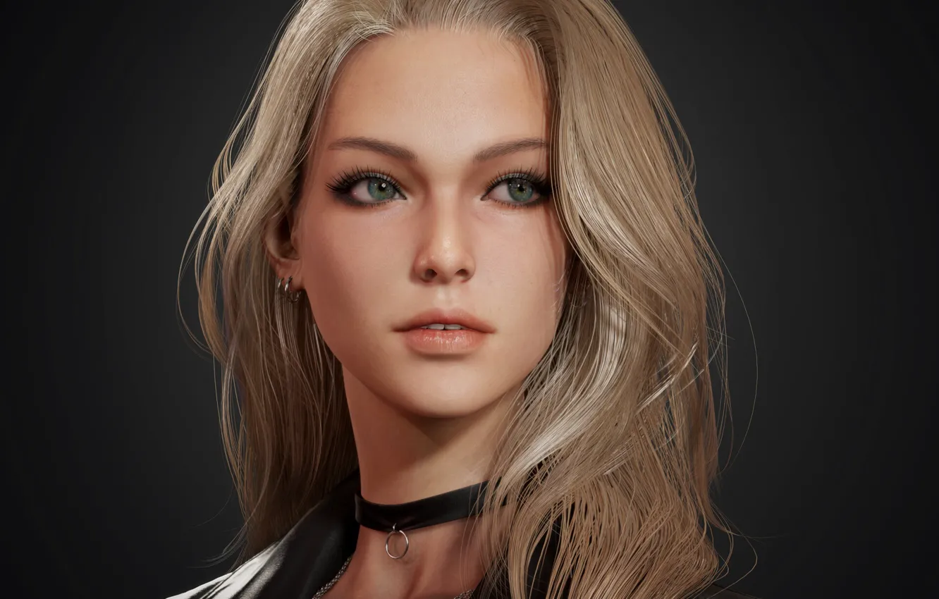 Photo wallpaper look, girl, face, portrait, chain, beautiful