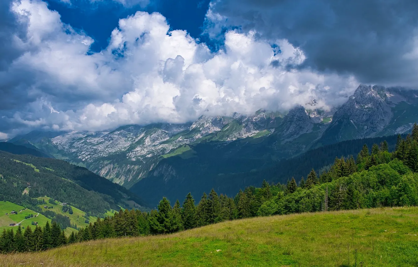Photo wallpaper clouds, mountains, France