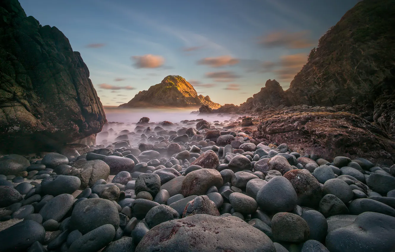 Photo wallpaper sea, stones, rocks, shore