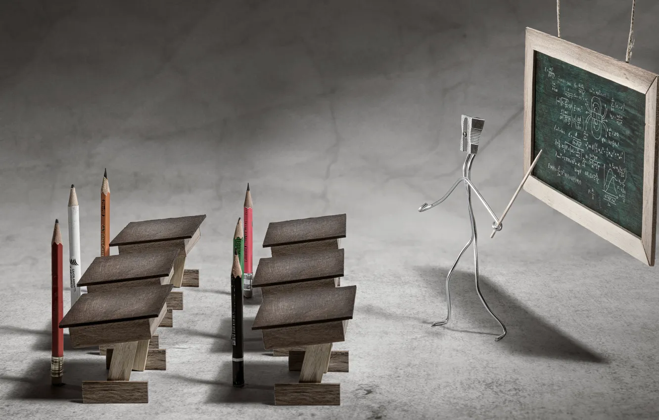 Photo wallpaper pencils, school, clip