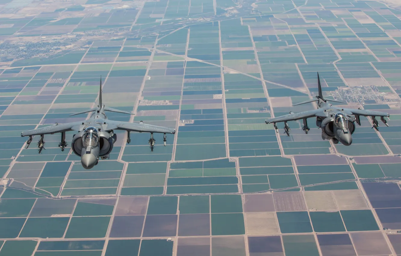 Photo wallpaper earth, fighters, pair, stormtroopers, AV-8B, Harriers