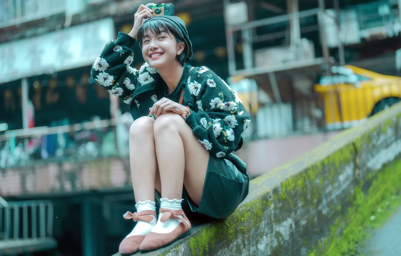 Photo wallpaper girl, the city, Asian