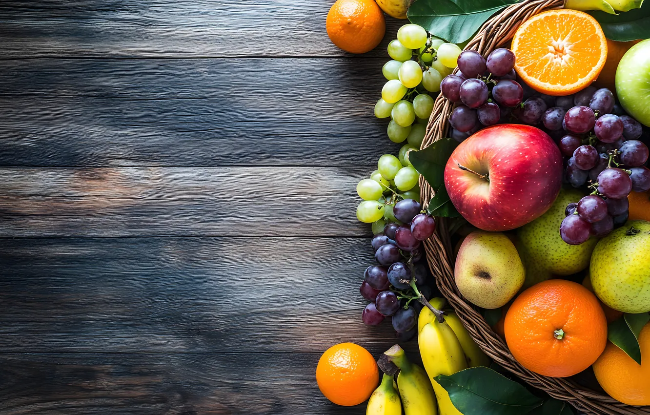 Photo wallpaper Board, fruit, cuts, AI art, neural network