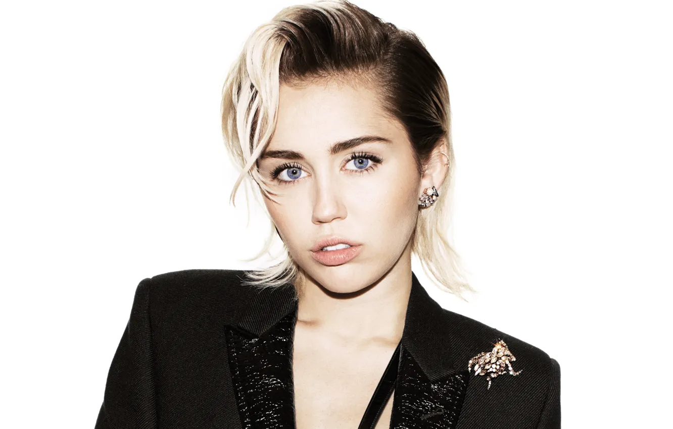 Photo wallpaper decoration, portrait, makeup, actress, hairstyle, white background, singer, Miley Cyrus