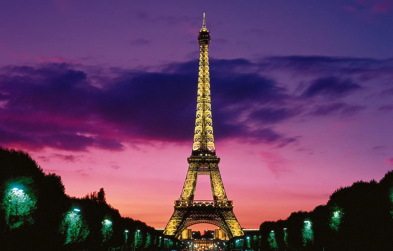Photo wallpaper Paris, lighting, Eiffel tower