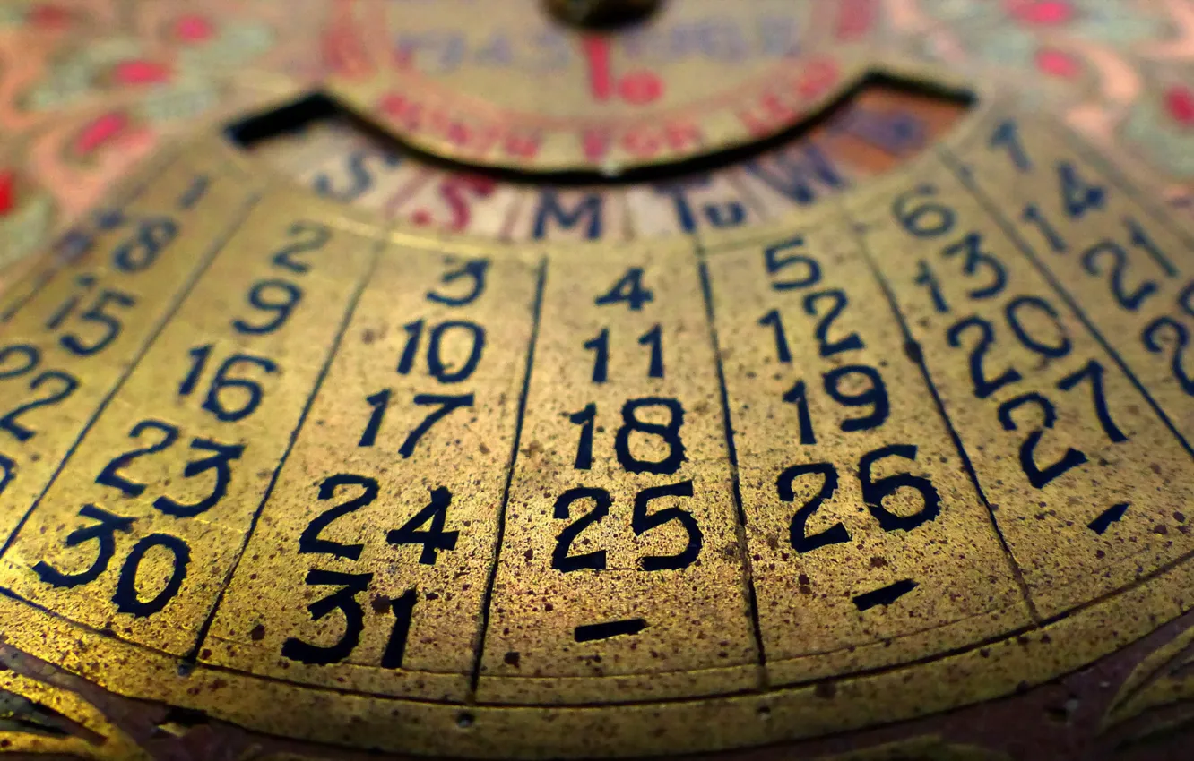 Photo wallpaper vintage, numbers, technology, around the house, Perpetual calendar