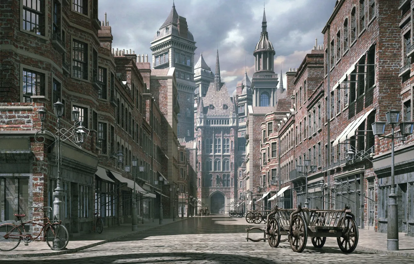 Photo wallpaper the city, street, building, victorian, THE GOOD OLD DAYS