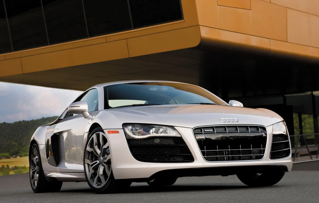 Photo wallpaper machine, white, Audi, Audi R8