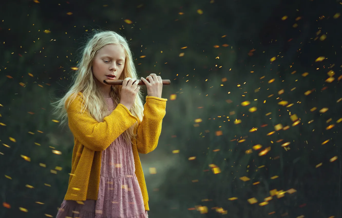 Photo wallpaper nature, music, girl