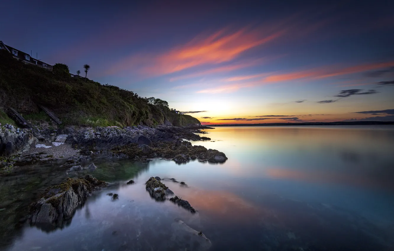 Photo wallpaper sunset, coast, Ireland