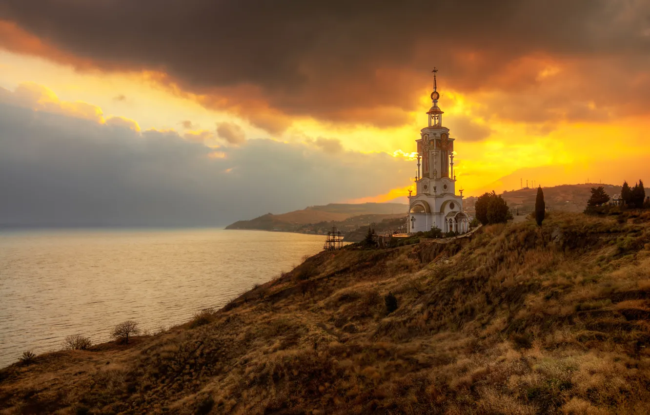 Photo wallpaper sunset, Crimea, October, our