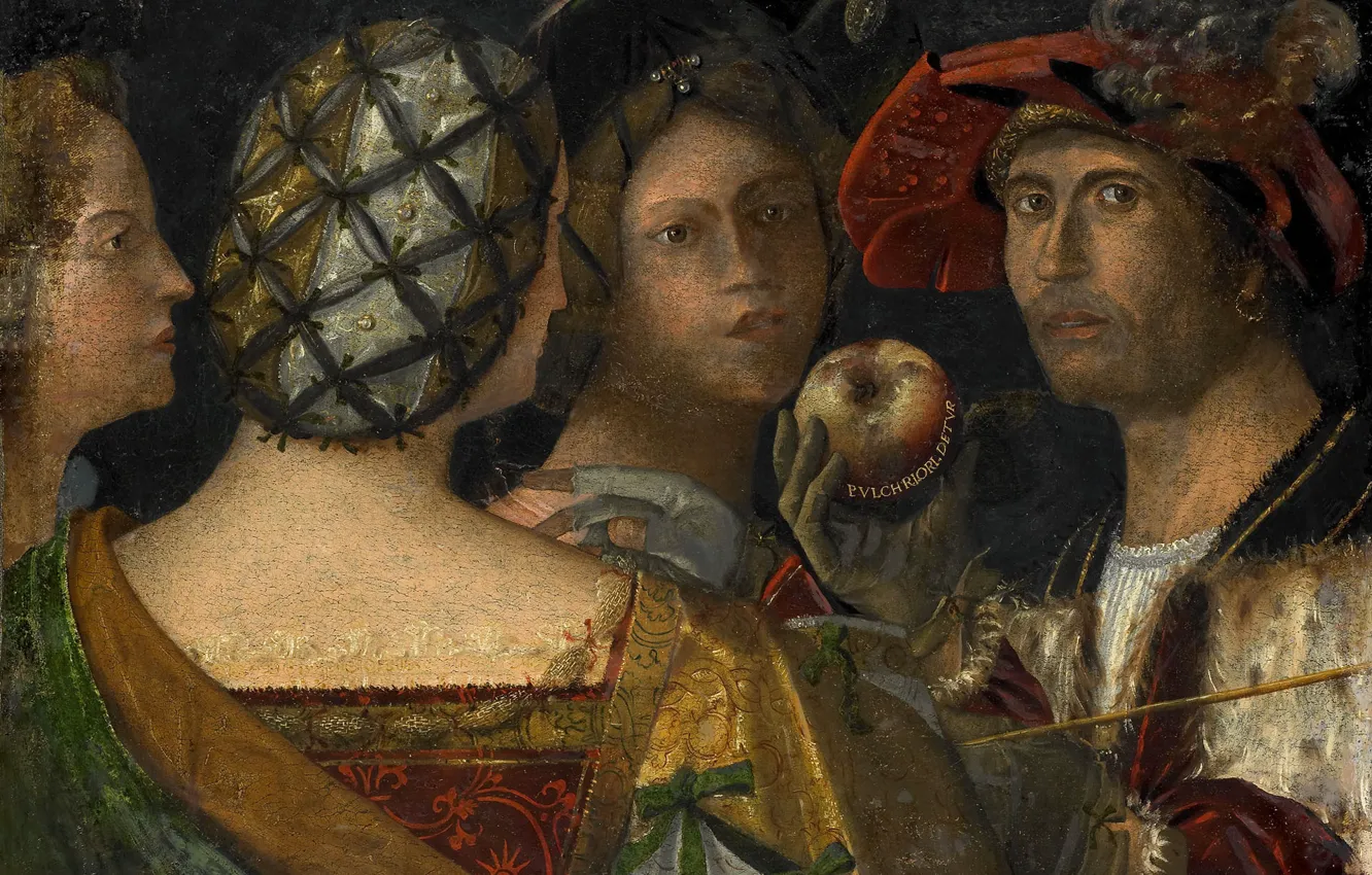 Photo wallpaper oil, picture, canvas, mythology, The Judgment Of Paris, Antonio da Vendri, Antonio da Vendri, 1524