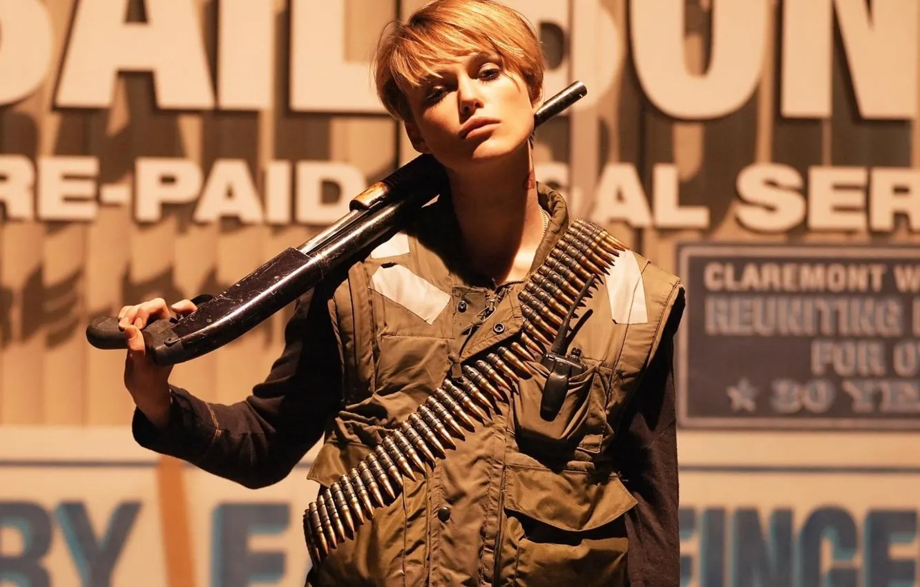 Photo wallpaper girl, Wallpaper, gun