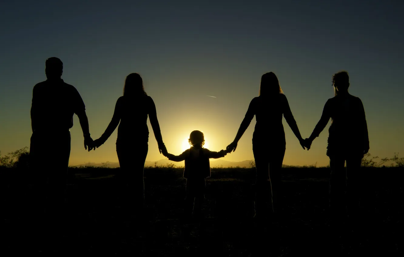 Photo wallpaper the sun, sunset, children, background, mood, widescreen, Wallpaper, people