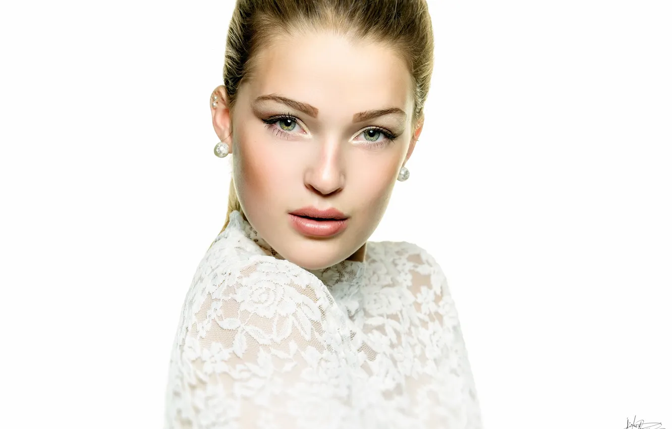 Photo wallpaper eyes, look, face, background, hair, lips, beauty