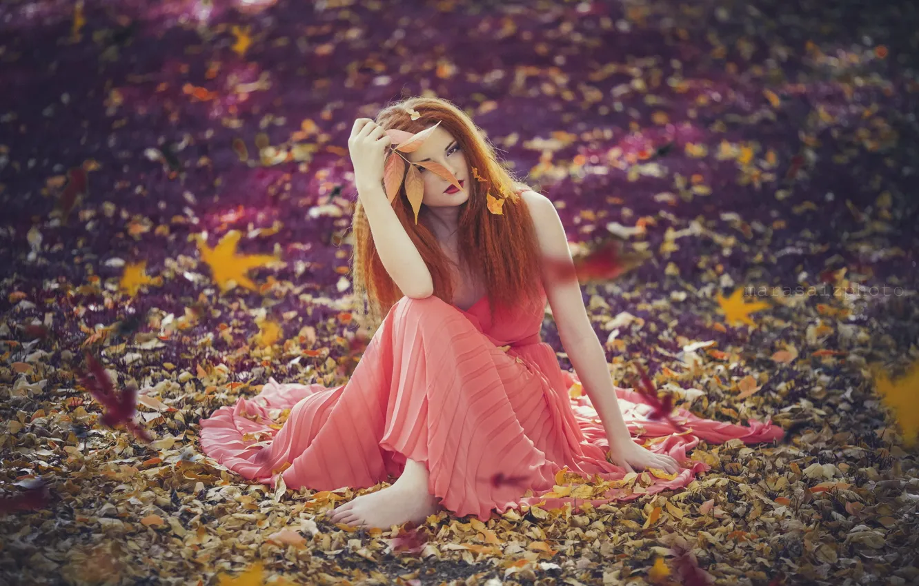 Photo wallpaper autumn, girl, mood