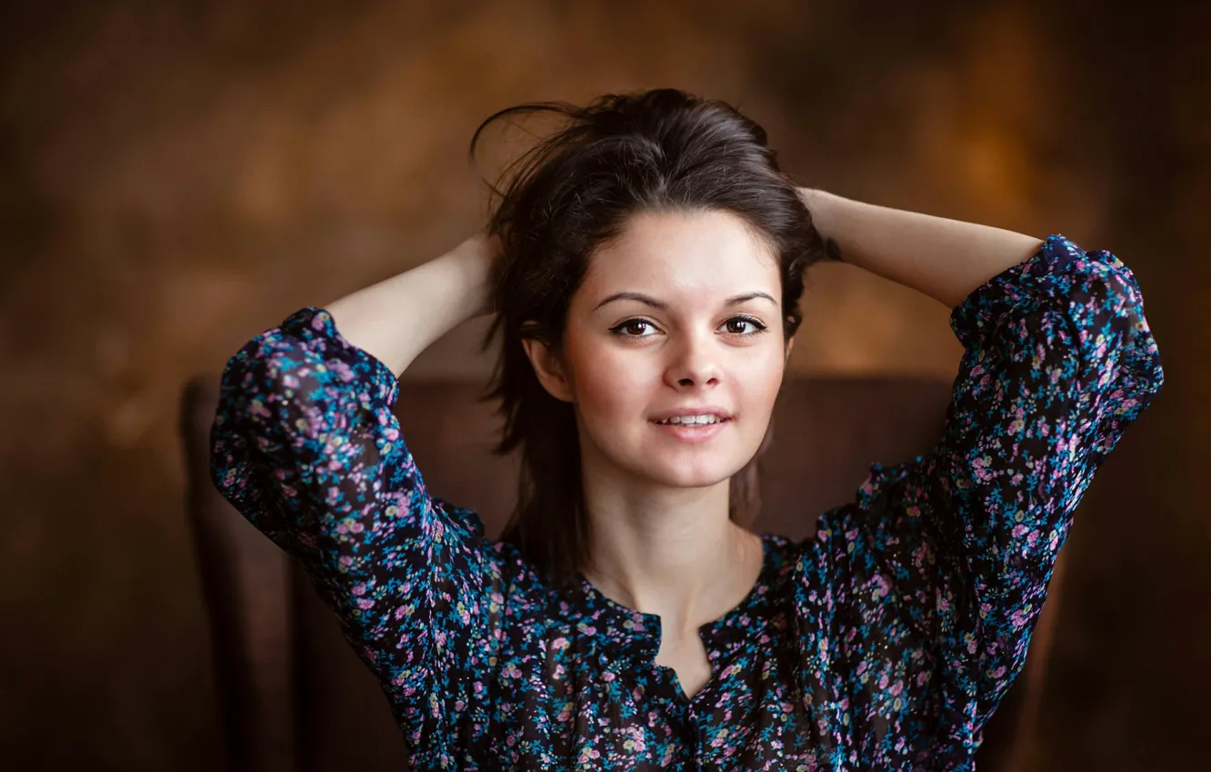 Photo wallpaper look, girl, face, model, portrait, makeup, brunette, hairstyle