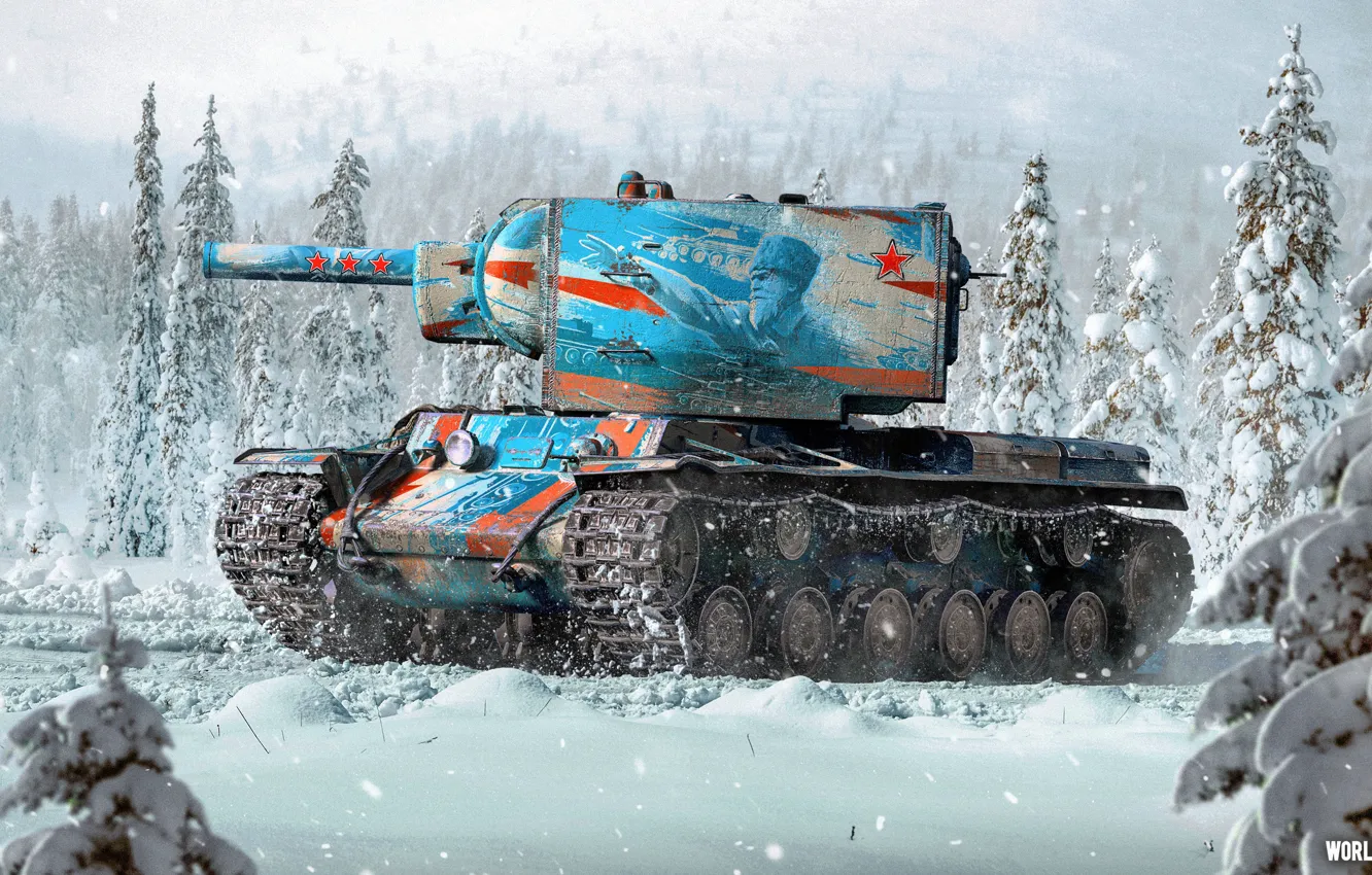 Photo wallpaper Winter, Snow, USSR, Tank, Game, World of tanks, KV-2, World of Tanks