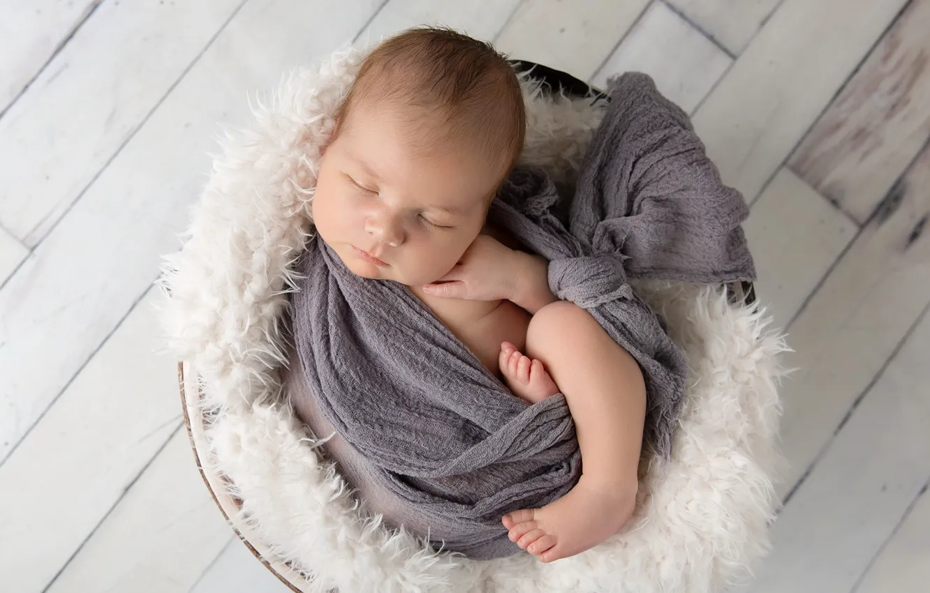 Photo wallpaper comfort, basket, baby