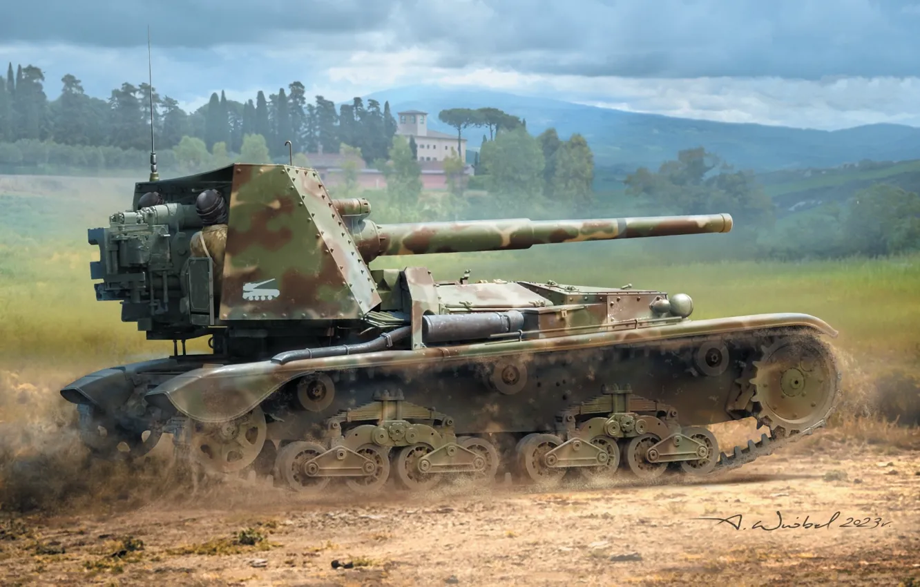 Photo wallpaper Italy, SAU, tank fighter, self-propelled artillery, Arkady Sparrow, Semovente M41M da 90/53 Italian SPG