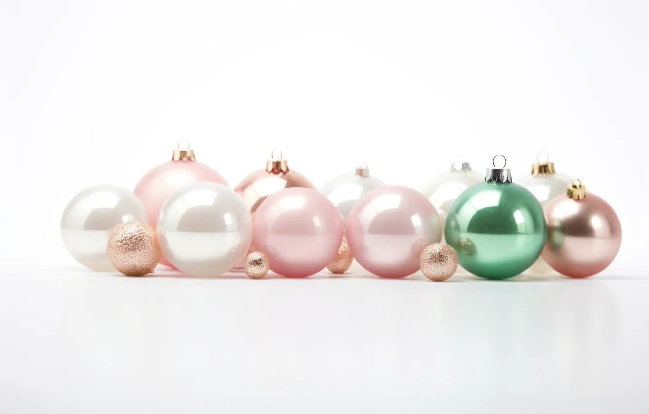 Photo wallpaper balls, balls, new year, Christmas, pink, pink background, Christmas decorations, Christmas decorations