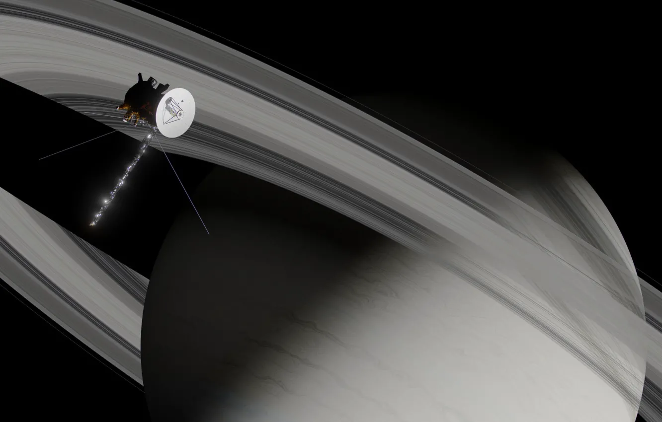 Photo wallpaper planet, ring, camera, Thanks Cassini Huygens, Lino Thomas