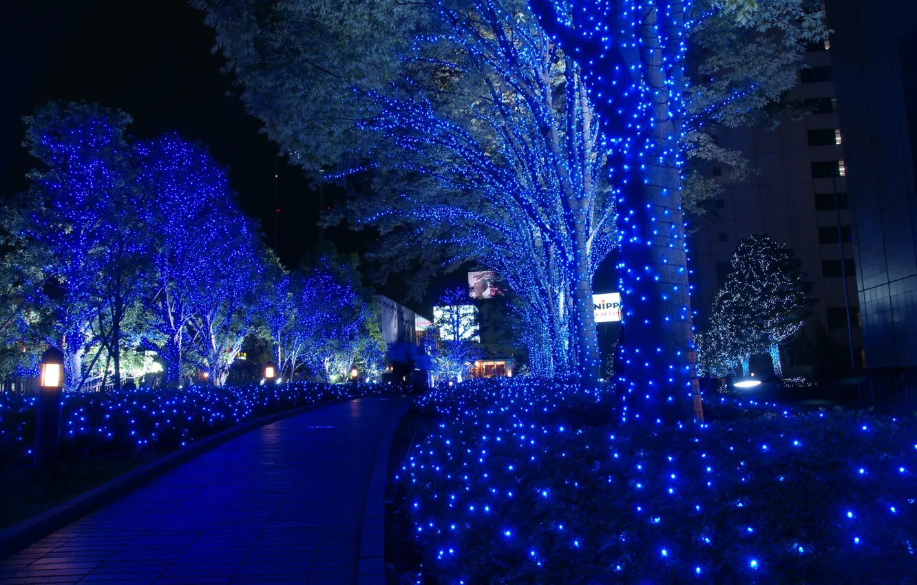 Photo wallpaper Tokyo, Christmas, garland