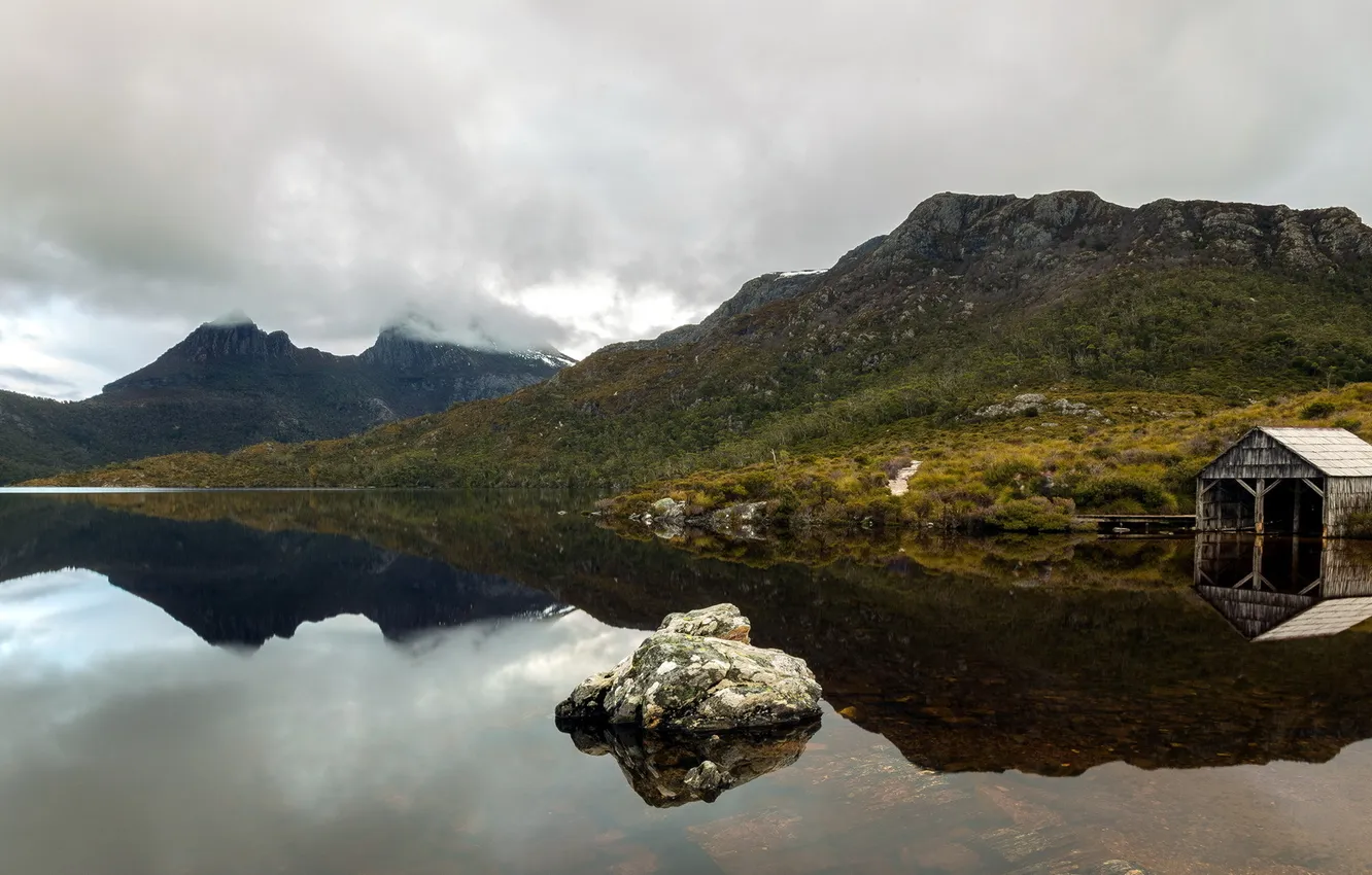 Photo wallpaper the sky, landscape, mountains, lake