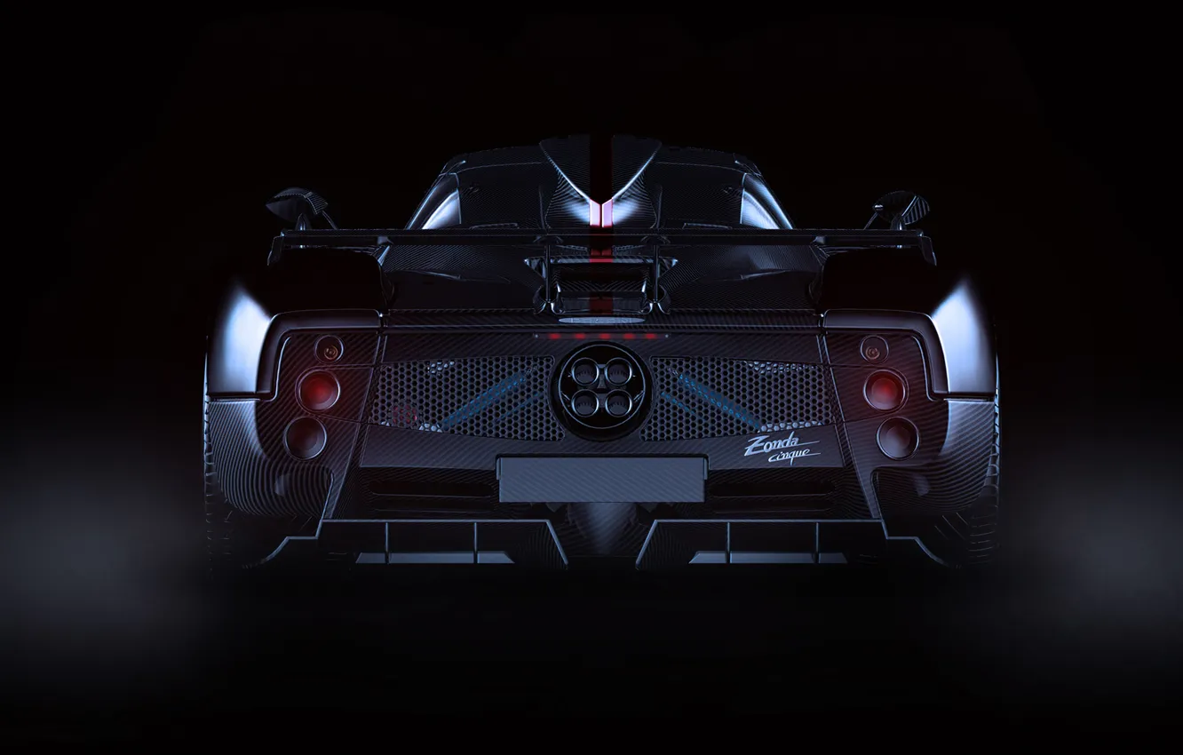 Photo wallpaper the dark background, Pagani, Zonda, back, Cinque