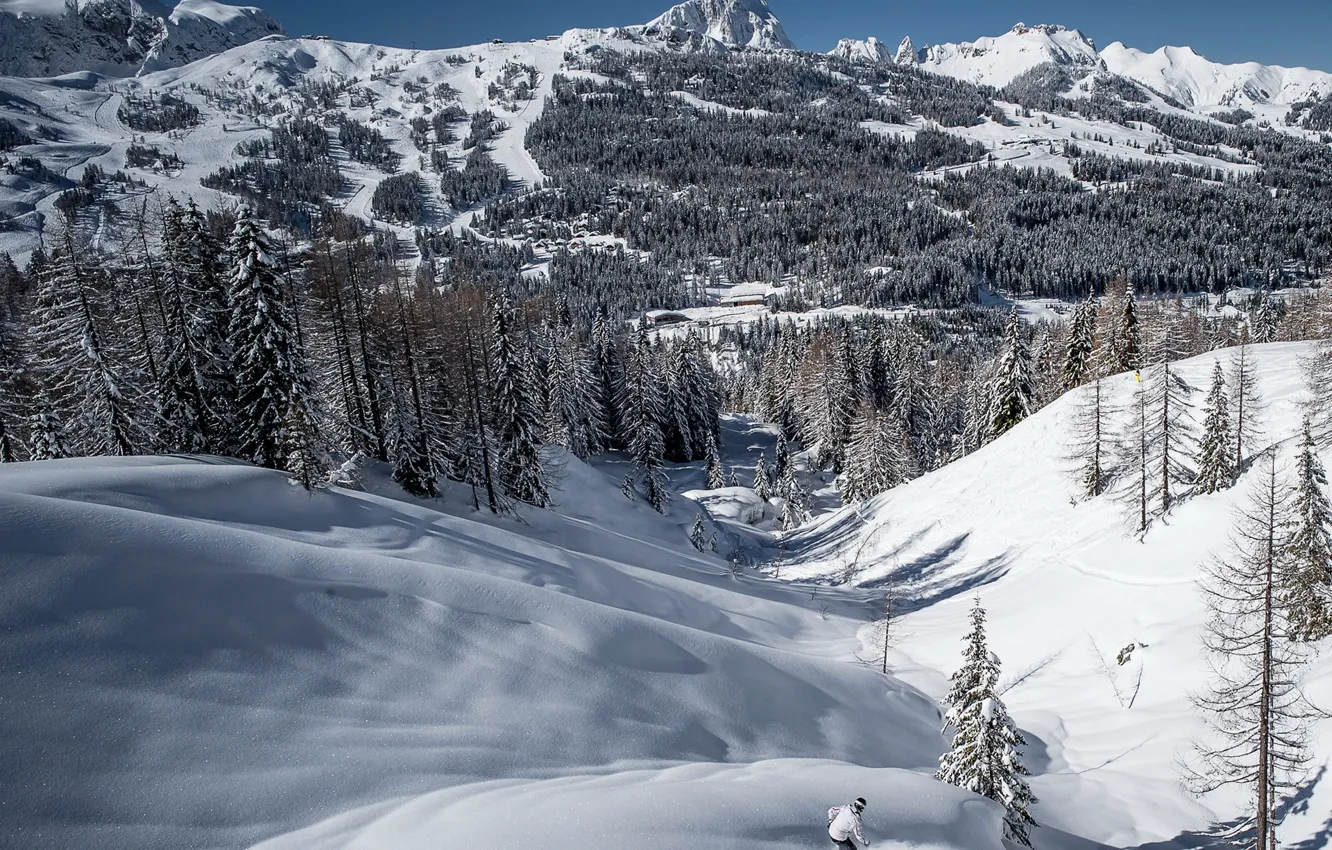 Photo wallpaper snow, sport, ski, mountain