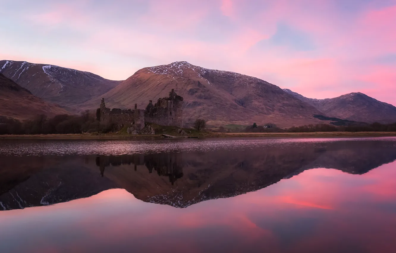 Photo wallpaper sky, landscape, nature, sunset, water, mountains, clouds, lake