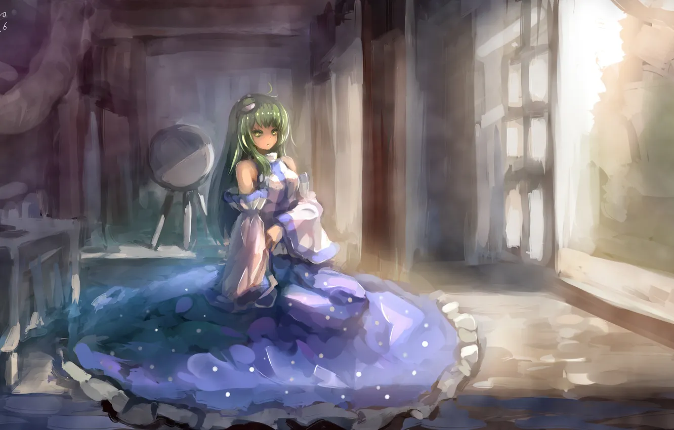 Photo wallpaper look, girl, room, paint, sitting, touhou, art, kochi have done the art