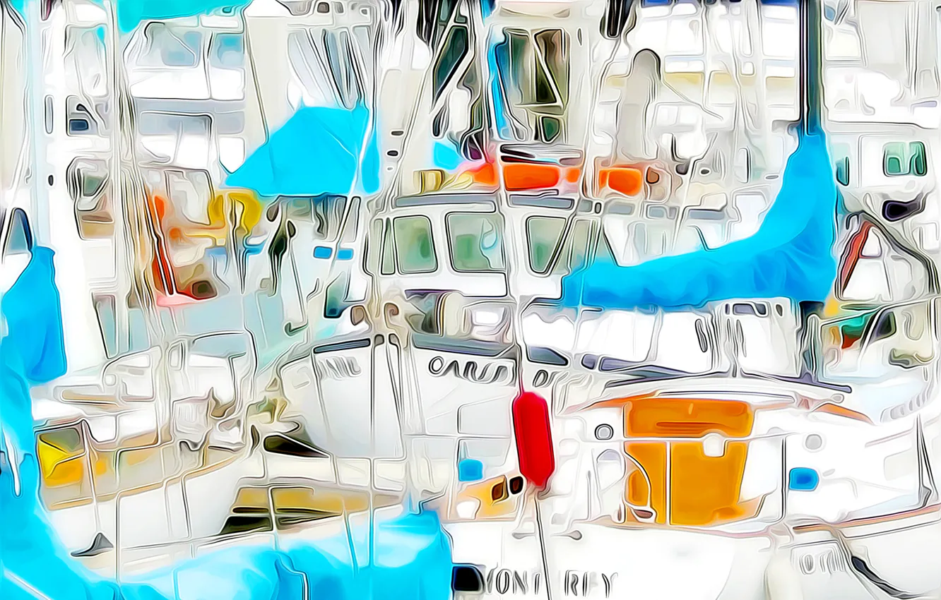 Photo wallpaper rendering, figure, color, vector, Bay, yacht, boat