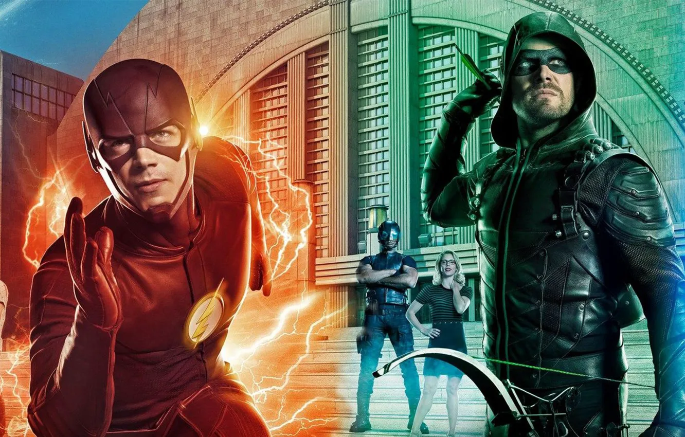 Photo wallpaper girl, man, crossover, hero, dc universe, Arrow, yuusha, tv series