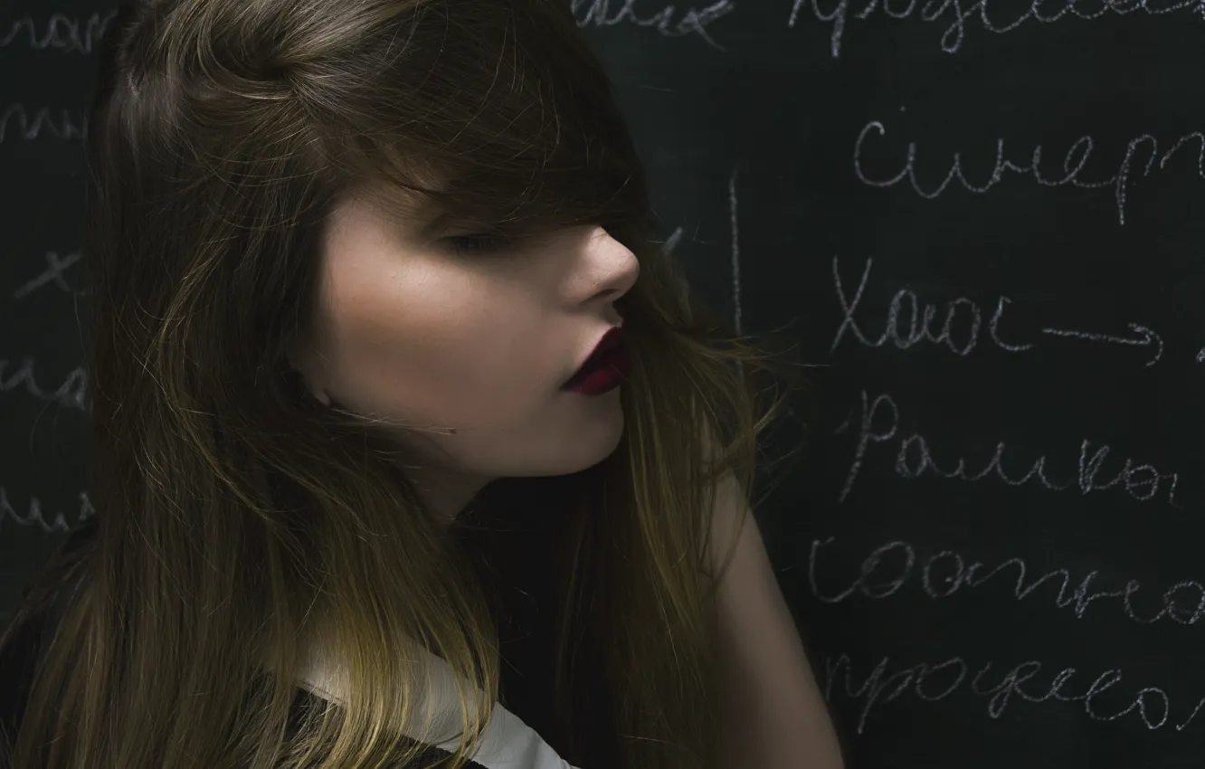 Photo wallpaper girl, close-up, mood, portrait, red lipstick