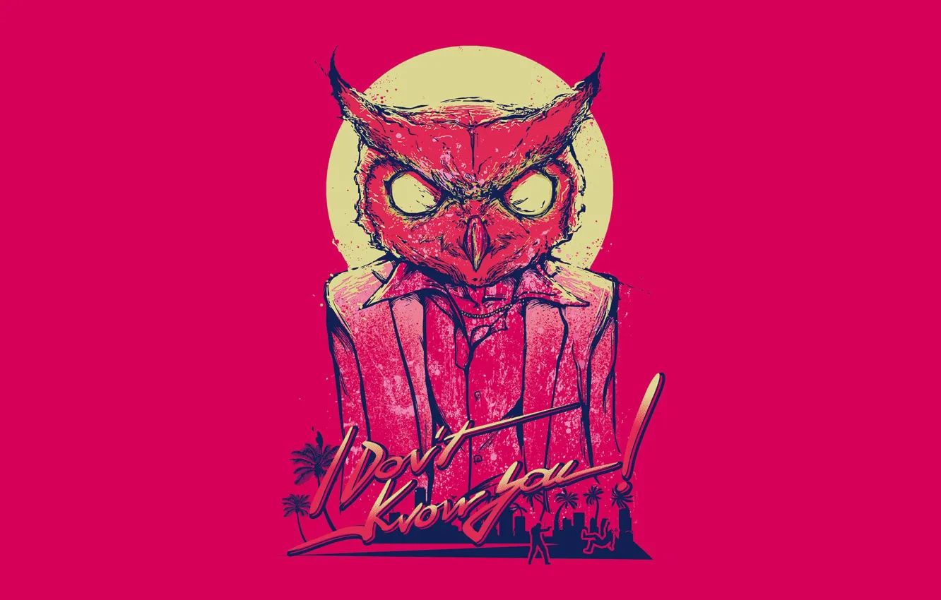 Photo wallpaper minimalism, mask, owl, Hotline Miami, Rasmus