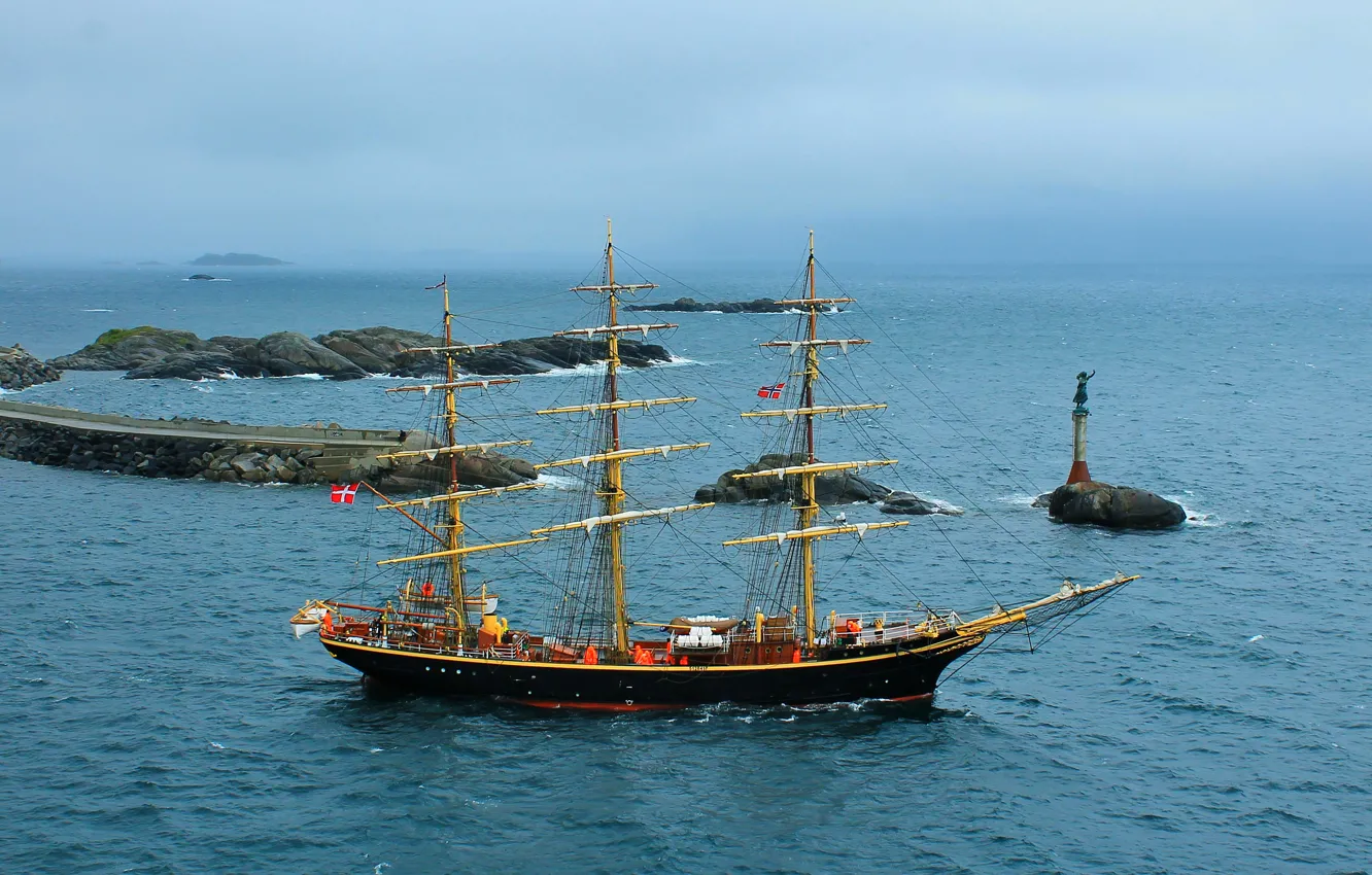 Photo wallpaper sea, ship, sailing