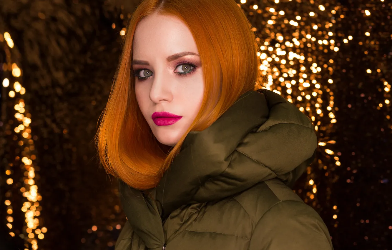 Photo wallpaper look, lights, portrait, lights, makeup, green eyes, green eyes, look