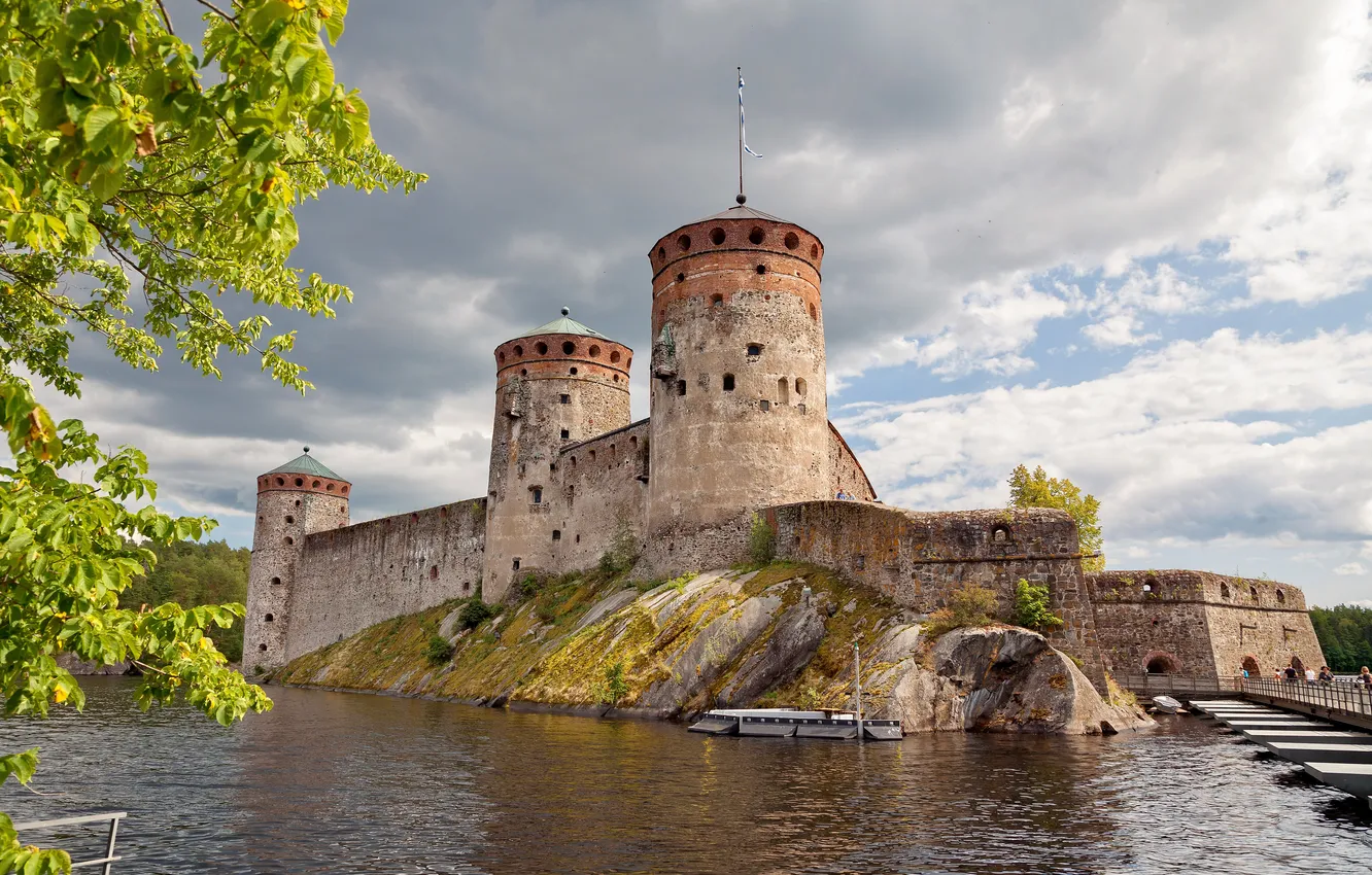 Photo wallpaper scenery, scene, Savonlinna, reflection in mirror, scenery background