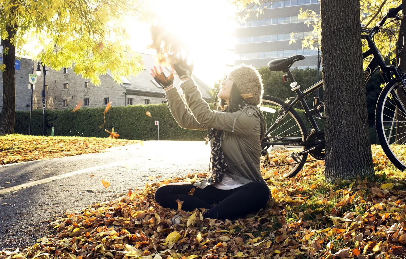 Photo wallpaper girl, light, street